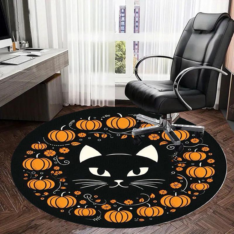 1pc Office Carpet Chair Mats Halloween Pumpkin Cat Round Placemat Perfect for Decorating Office Chairss, Or Bedrooms.YDT275