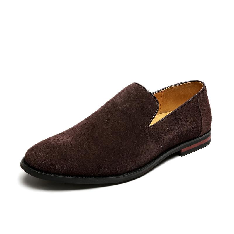 Men'S Pointed Leather Shoes, Suede Leather, Korean Version Of British Men'S Shoes, Lazy Tide Shoes, Doudou Shoes A0706-J