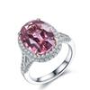 Open Ring 5ct Pink Synthetic Tourmaline Womens Ring 18K Gold Plated Adjustable Zirconia Simulated