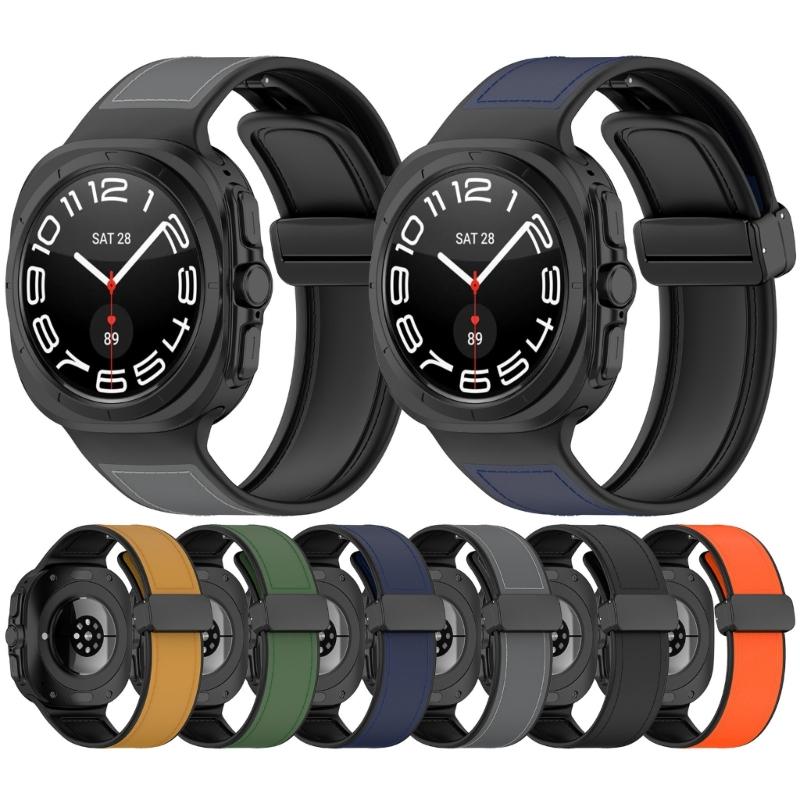 Magnetic Closure Silicone Leather Straps Bracelets For 47mm Smartwatch Adjustable Fitness Outdoor Business Compatible