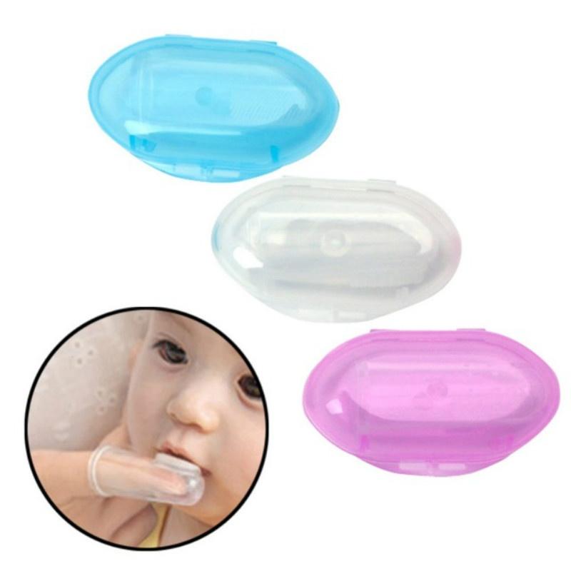 2PCS Kids Baby Infant Soft Silicone Finger Toothbrush Teeth Rubber Massager