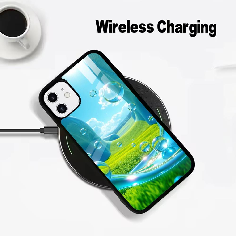 Retro-futurist design- Frutiger Aeroaesthetic- Wireless charging phone case compatible with iPhone 17/16/15/14/13/12/11