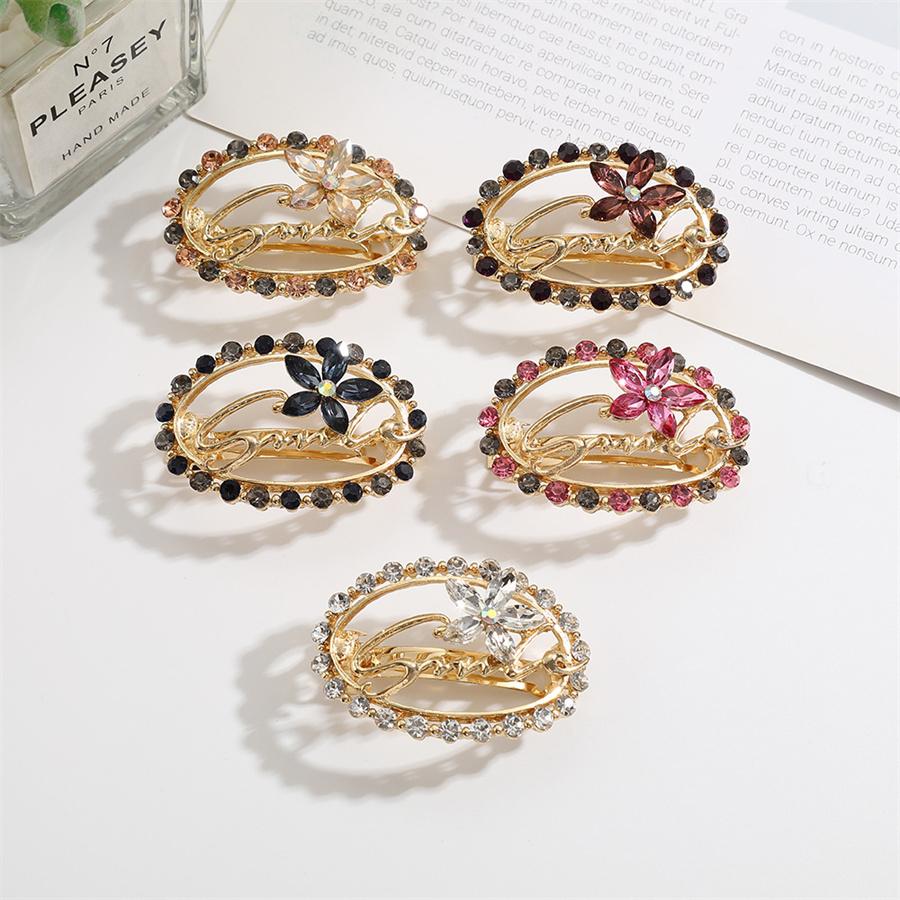 Korean Rhinestone Flower Spring Clip Pearl Half-tied Hair Clip Elegant Temperament Top Clip Exquisite Round Medium Ponytail Clip