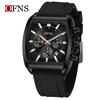 Herren Square Chronograph Armbanduhren Silikon-/Netzarmband, Luxuriöse Stilvolle Analoge Uhr für Arbeit & Streetwear