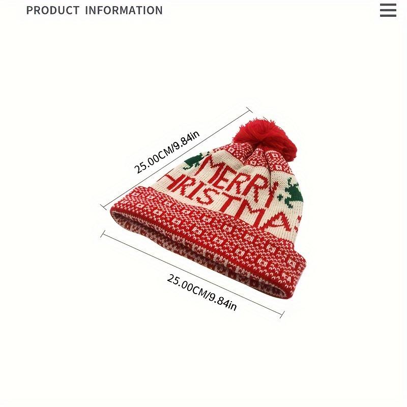 Fleece-Lined Knitted Christmas Hat with Pom-Pom - High Elastic Thick Warm Winter Beanie for Adults,Christmas Hat, Elastic Warmth