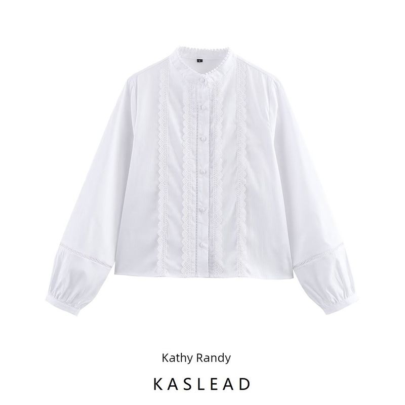 Kaslead New Women Clothes Western Style Fashion Vertical Lace Romantic Style Top 8741032