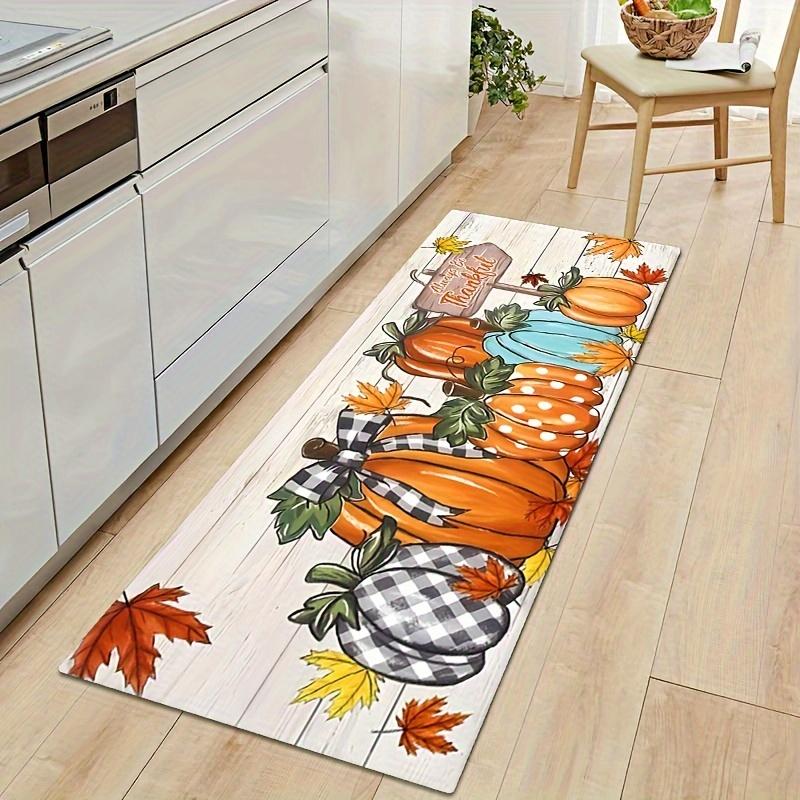 Fall Pumpkin Maple Leaf Kitchen Floor Mat Decor Carpet for Living Room Non-slip Hallway Balcony Rugs Thanksgiving Decorations
