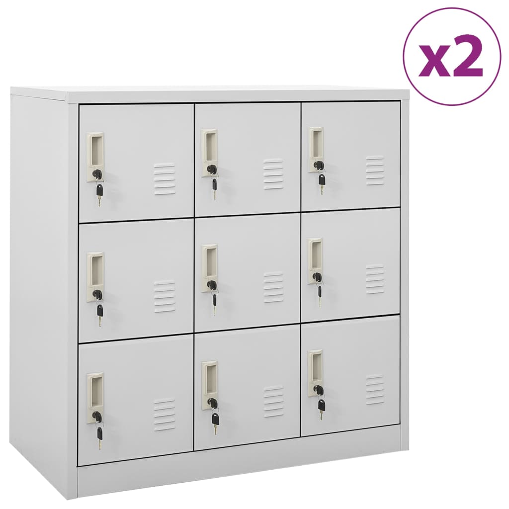 Vidaxl Szafki Zamykane, 2 Szt., Jasnoszare, 90X45X92,5 Cm, Stalowe