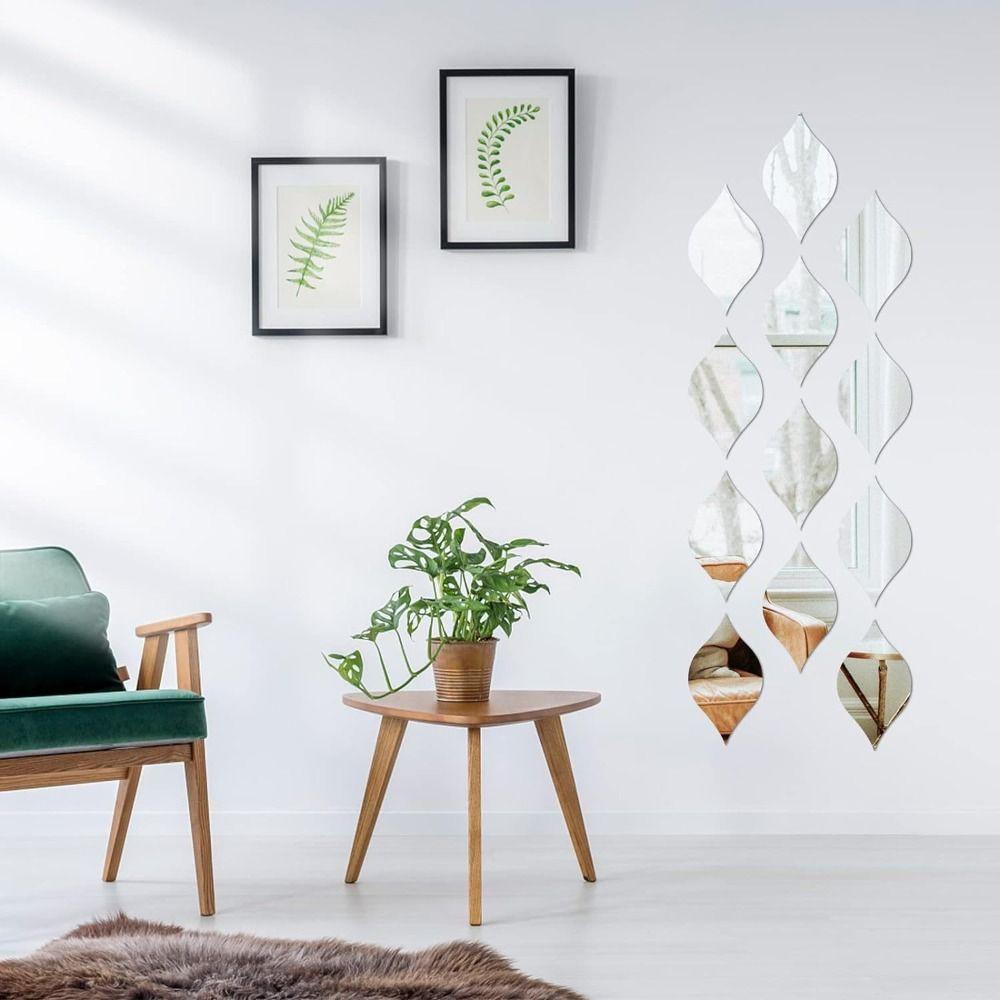 12Pcs/set Water Droplet Shaped Mirror Wall Stickers Self-adhesive Entrance Stickers  Bathroom