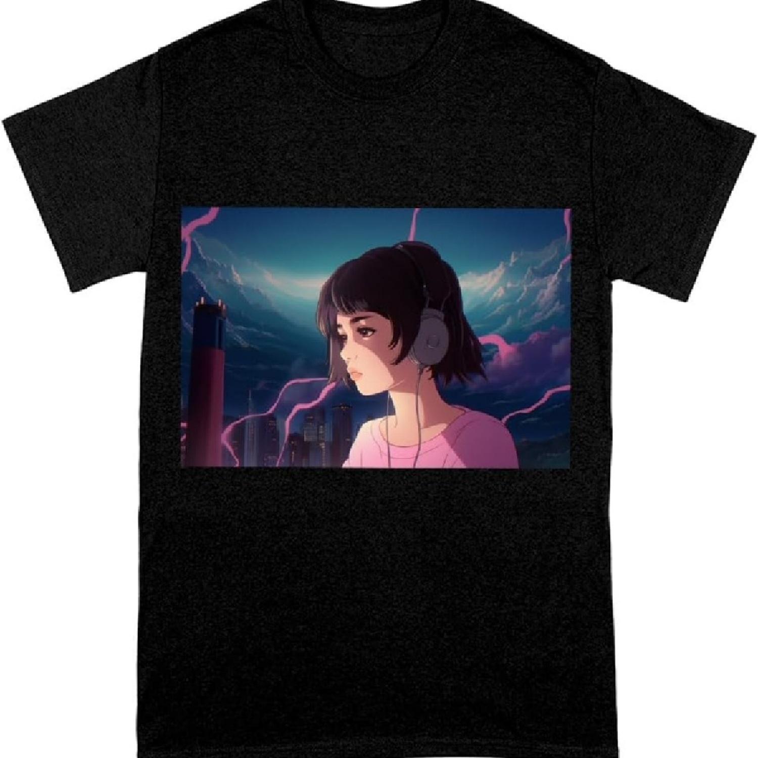 

Girl Print T-Shirt - Cute Tee Shirt - Lofi Style T-Shirt XXXXXL чёрный