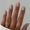 24Pcs Simple Square False Nails Short French Fake Nails Press On Colorful Flowers Design Full Cover Nail Tips Manicure Tools