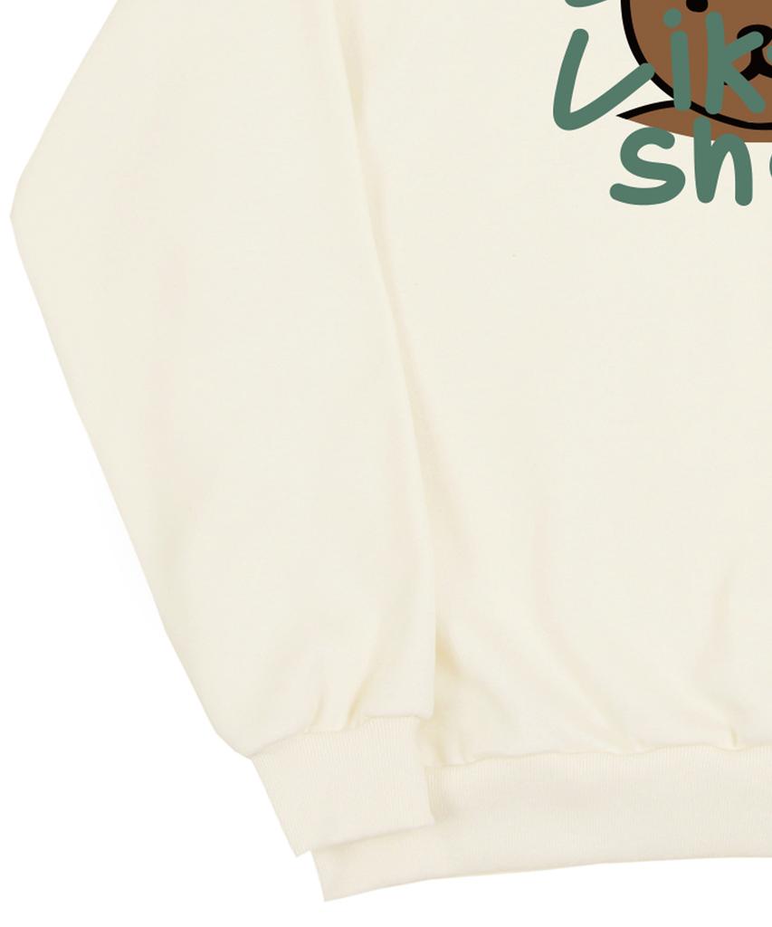 GRAVER [Unisex] Big Drawing Letter Bear Sweatshirt_Cream/Green Logo