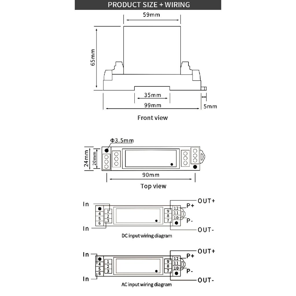 DC/AC Voltage Transmitter 500V 1000V 4-20mA 0-10V Voltage Transducer RS485 AC Hall Voltage Sensor