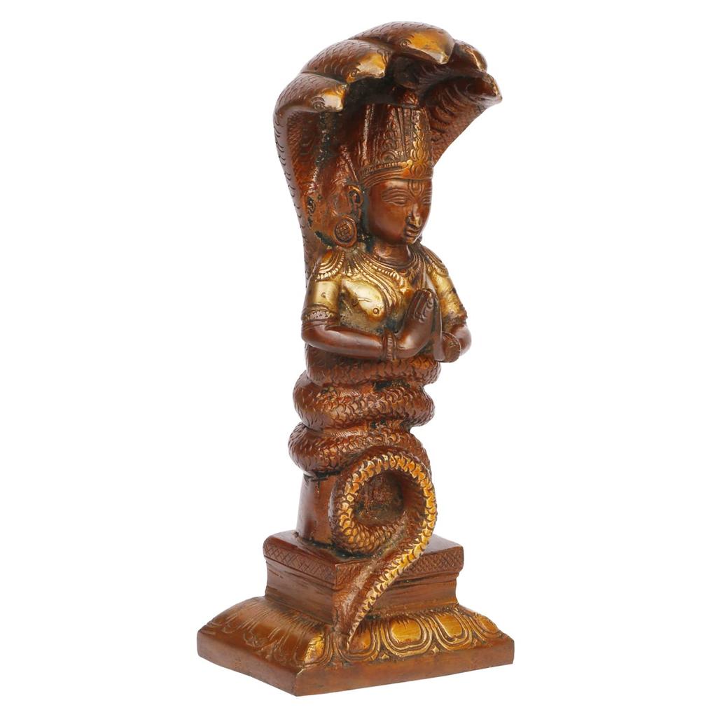 Pure Brass Nag Kanya Devi Idol For Home Decor In Multicolor Height - 8 Inch