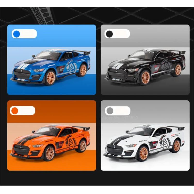 1/32 Sportwagen-Modellauto, Mustang Shelby GT500, Druckgussmetall, hochsimulierte Sound- und Lichtsammlung, Kinderspielzeug-Geschenke