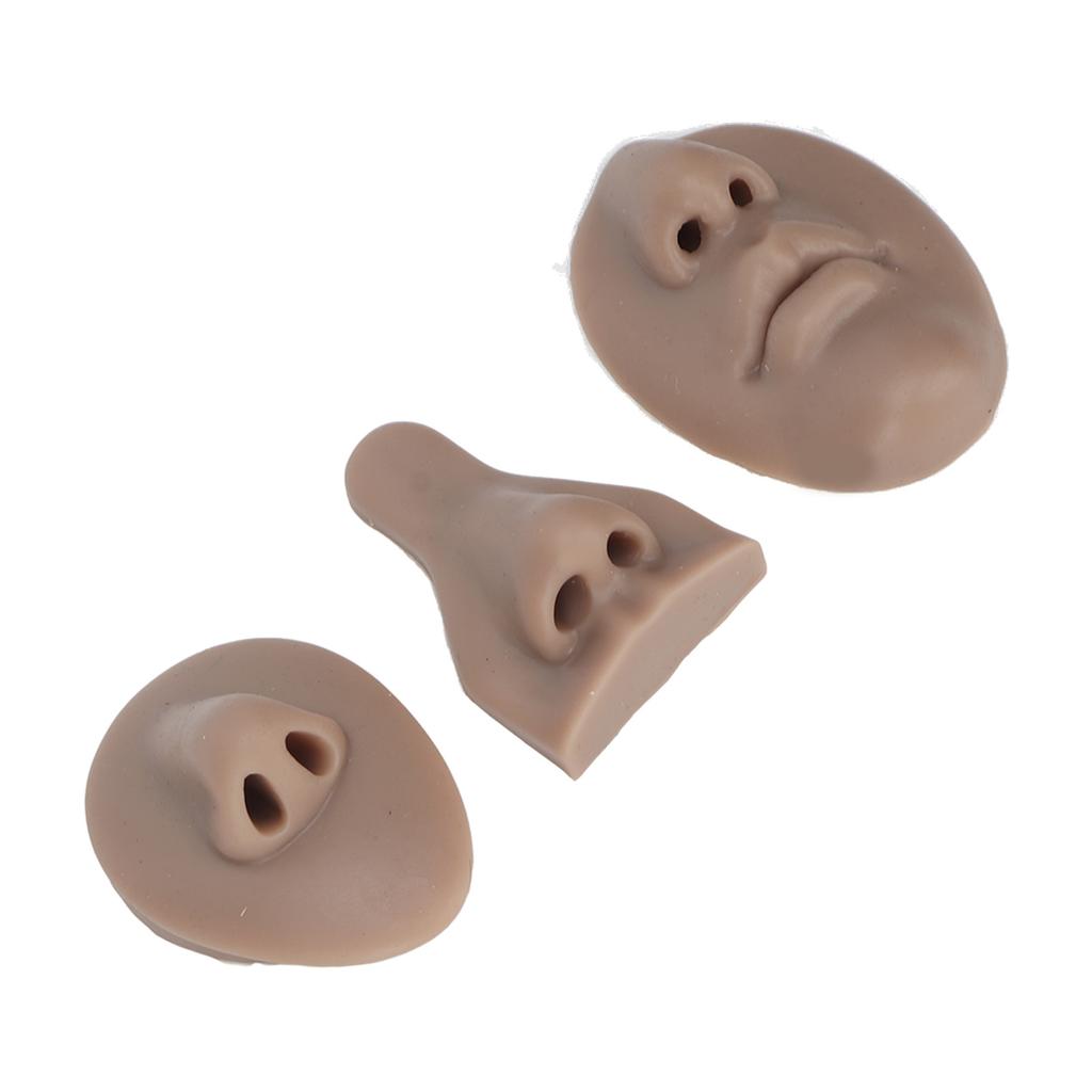 Silicone Nose Model Set Simulation 3D Soft Practice Nose Model for Nose Suture Teaching Exercise Dark Skin Color