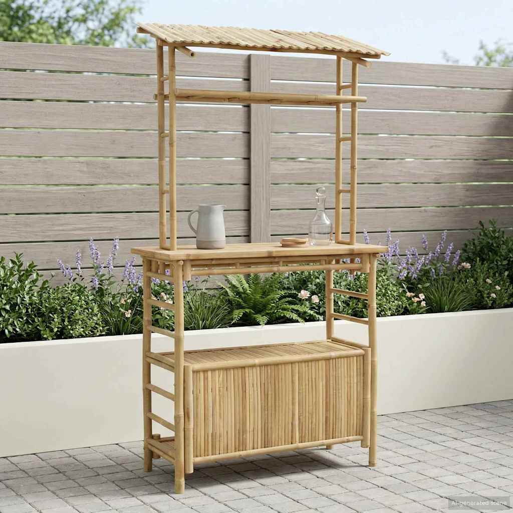 Outdoor Bar Table Natural 110 X 50 X 210 Cm Bamboo