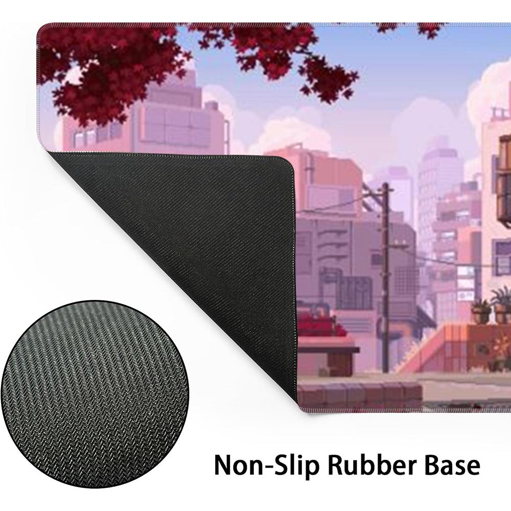 Japanese Anime-style Mousepad, Large Gaming Mouse Pad Featuring Anime Game Cityscapes, Non-slip Desk Mat, Dimensions 800x300x3mm
