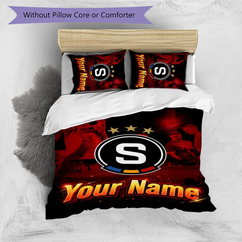 3pcs AC Sparta Praha Cover Set - Personalized Name, HD Printed Bedding with 1 Cover and 2 Pillowcases - Perfect for Home Decor, Easy Care