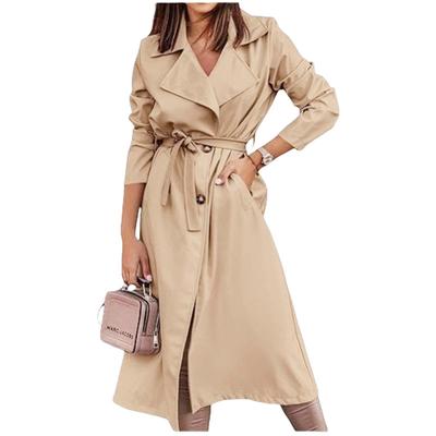Abrigo y chaqueta cortavientos extra largos con cordones para mujer de otoño e invierno
