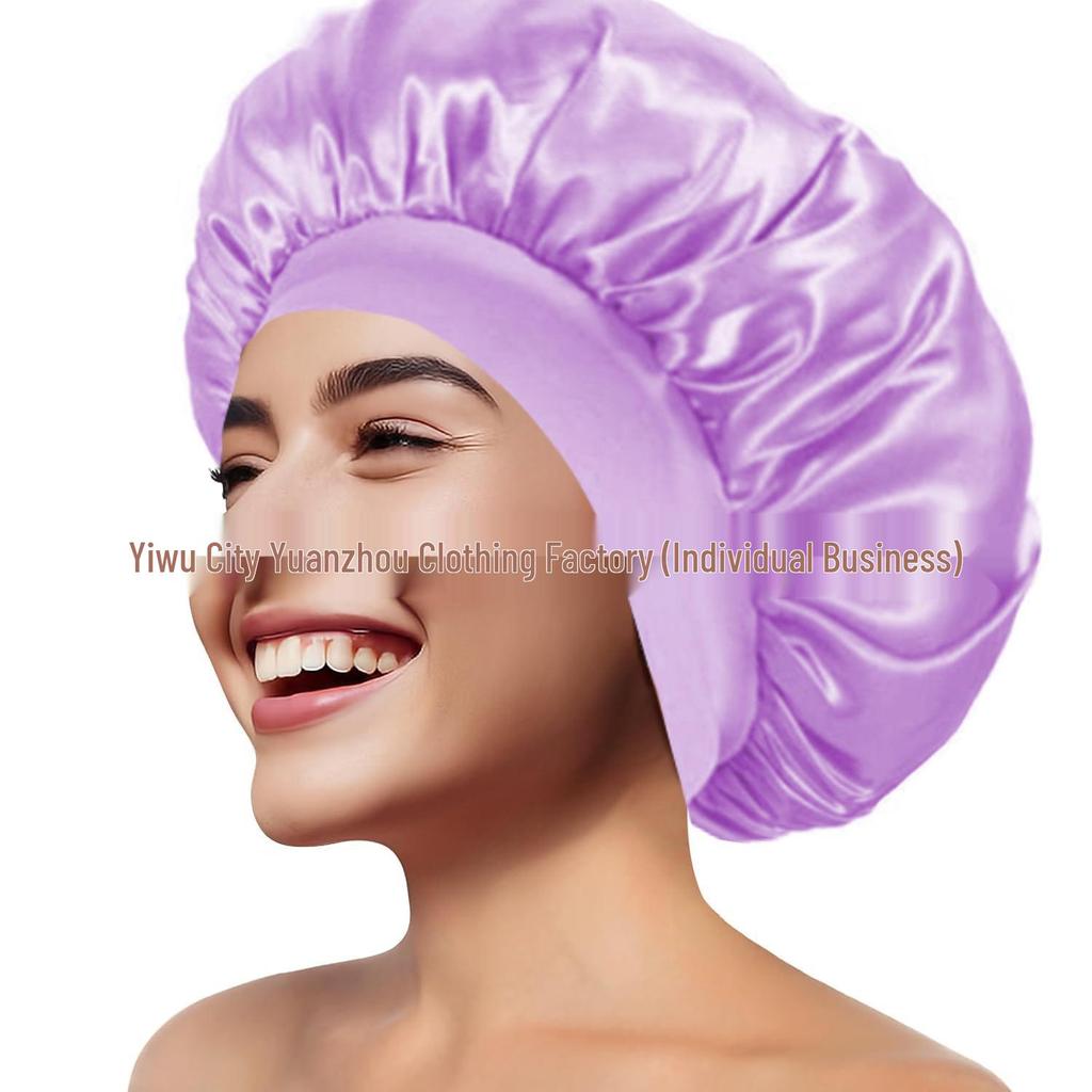 Women's Wide Brim Satin Sleep Cap – High Elasticity Hair Care Beauty Hat