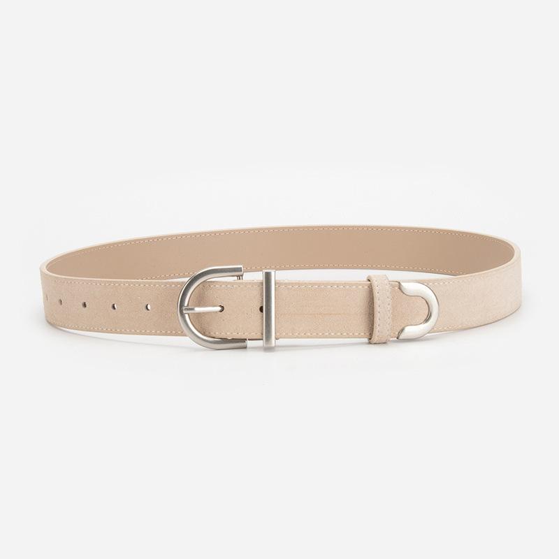 

everse velvet cowhide women s belt decoration multi-color pressed leather gift suede belt design 105*3.3cm бежевий