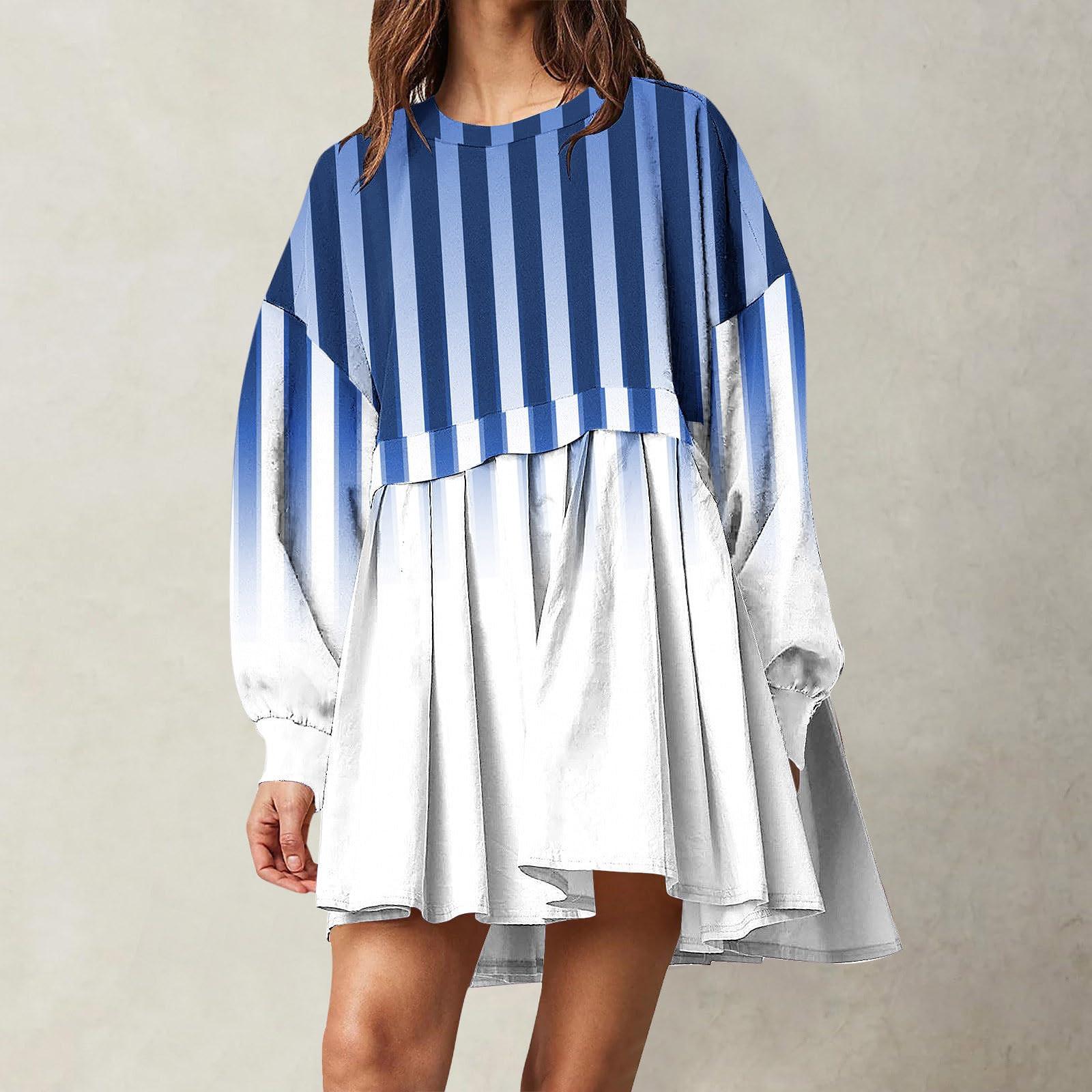 Женская мода повседневная круглая горловина длинный рукав пэчворк пуловер свитшот — фото 13