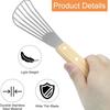 Durable Fish Turner Spatula Stainless Steel Lightweight Frying Shovel Wooden Handle Sloped Head for Flipping Foods Kitchen Tool
