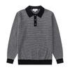 [CHANGE WELL] Men's 2025AW Vintage American Casual Fashion Casual Autumn Clothing Jacquard Knit Long Sleeve Polo Shirt (BLACK, XL)