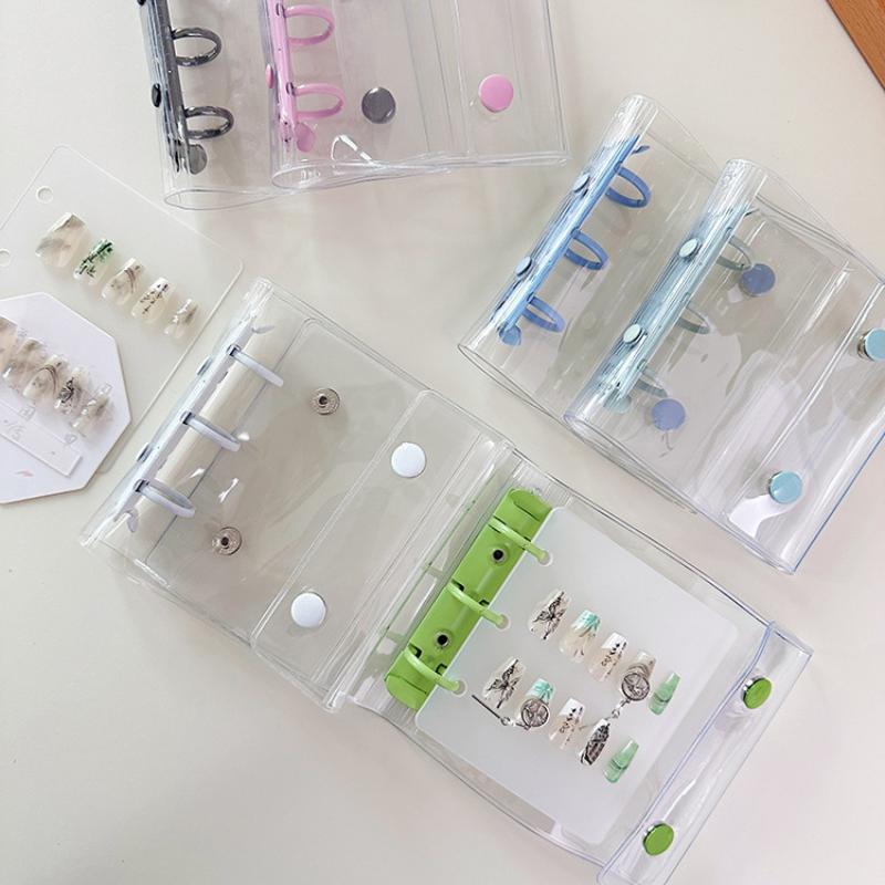Ins Style Mini Wearable Nail Art Loose-Leaf Storage Transparent Pvc Nail Art Collection Booklet Frosted Baffle Sample Color Card
