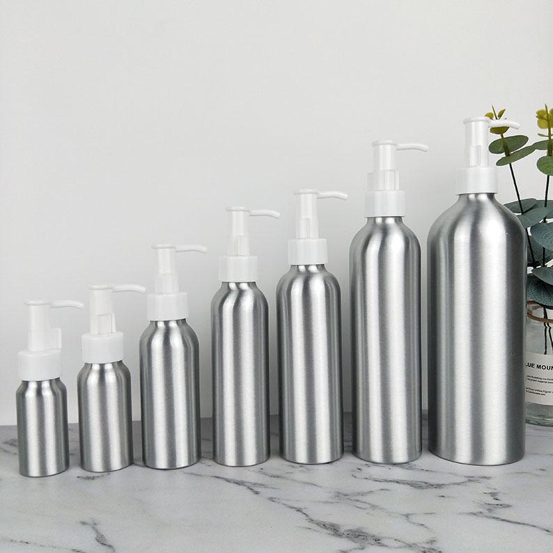 30-500ml Aluminiumflasche mit hydraulischer Pumpe für Make-up-Entferner, Lotion oder Handdesinfektionsmittel