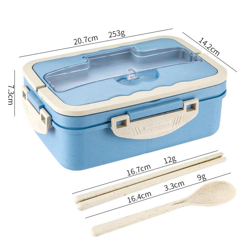 Wheat Straw Divided Lunch Box with Utensils 1000ml синий