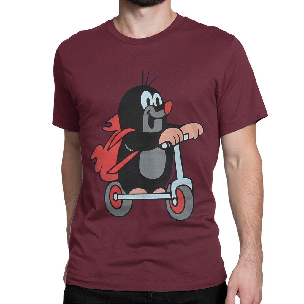 Cool The Little Mole Bike T-Shirts Men Women's Round Collar Pure Cotton T Shirts Cartoon Friends Together Tee Shirt New Clothes