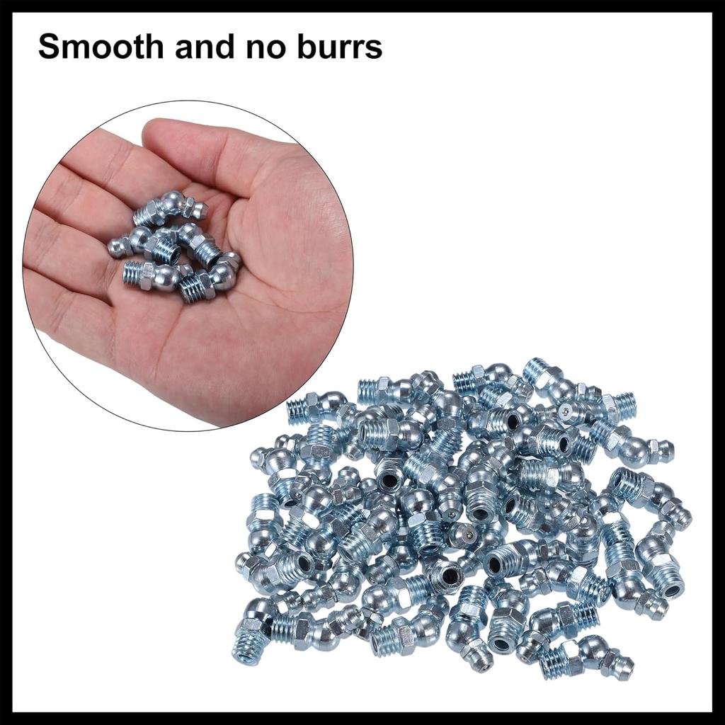 50 Pcs M8x1.25 Grease Nipple Fitting Bend 45 Degree Angle Galvanized Steel Grease Zerk Fitting Adapter for Car Truck Automotive Mechanical