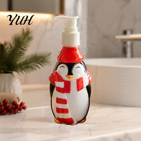Empty Pump Bottle 350ML Christmas Soap Dispenser, Santa Claus Tree Penguin Shape Refillable Liquid Dispenser Bottle, Plastic for Hand Soap,