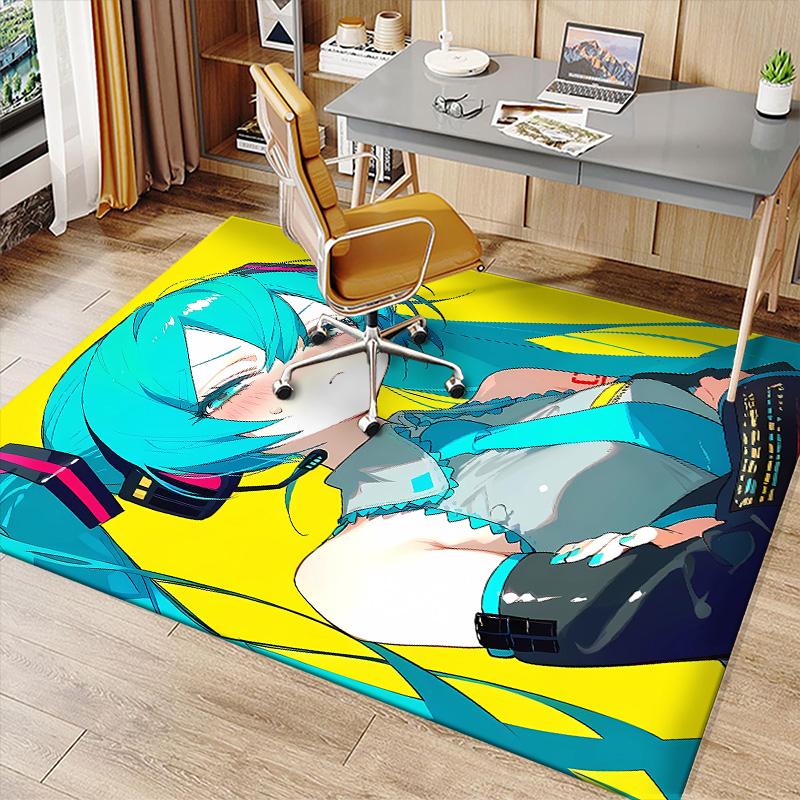 Hatsune Miku Printed Absorbent Washable Carpet, Non-Slip Bathroom Mats, Kitchen Rugs, Yoga Mat,Living Room Entrance, Camping Picnic Rugs