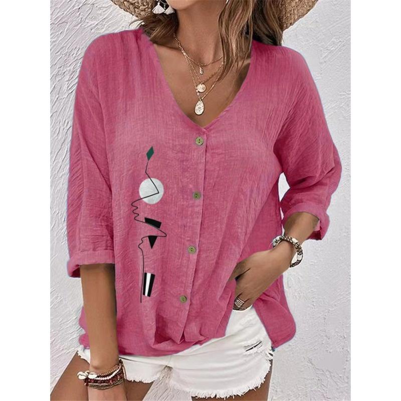 IHUASU Women's Fashion Casual Long Sleeve V-Neck Blouses & Shirts Elegant