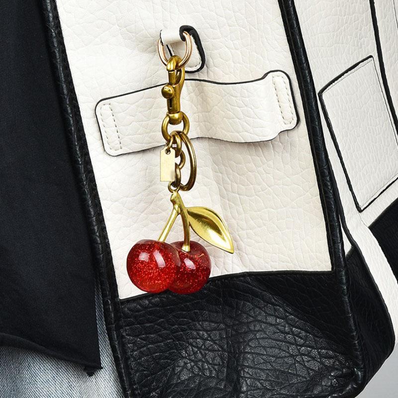 Cherry Bag Pendant Keychain Charm for Women's New Handbag Internet-famous Crystal Cherry Pendant High-Grade Bag Accessories
