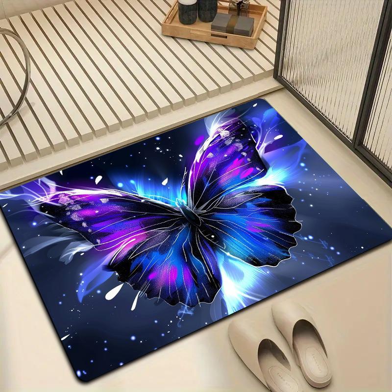 

3D Butterfly Diatomaceous Earth Non-slip Absorbent Bath Mat for Bathroom Entrance 40x60cm