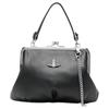 Granny Frame Logo Metal Chain Leather Shoulder Tote Bag Women Handbags Black 4B010007WS000DN403
