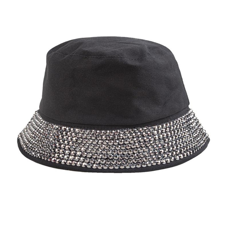 Fisherman Hat Bucket Hat for Girls Rhinestones Blingbling Hat for Sports Gym Mountain Camping Hat Outdoor Sunshade