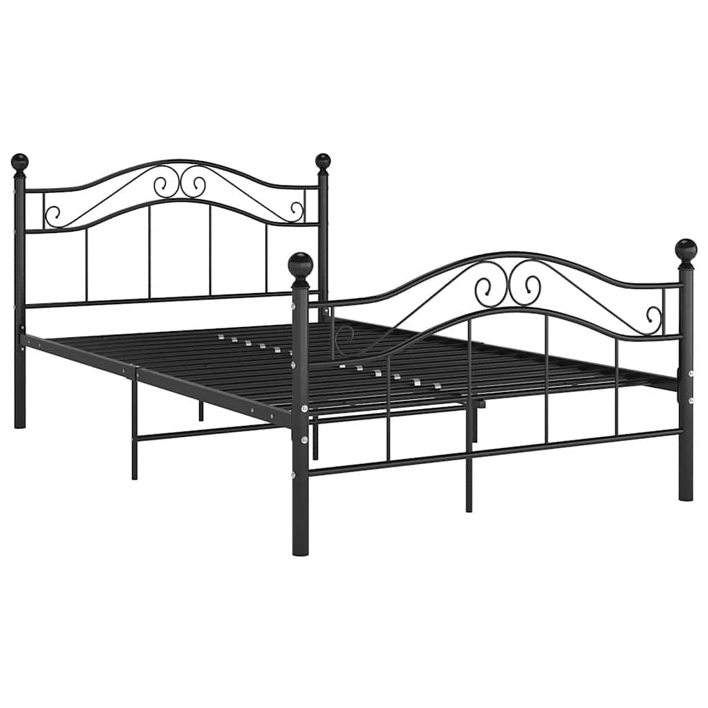 Vidaxl Bed Frame, Black, Metal, 120 X 200 Cm
