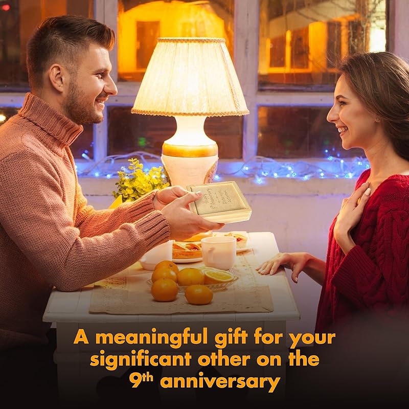STOFINITY 9 Year Anniversary Wood Gifts for Him Her - 9th Gifts Anniversary for Husband Wife, Happy Nine Years Wedding A