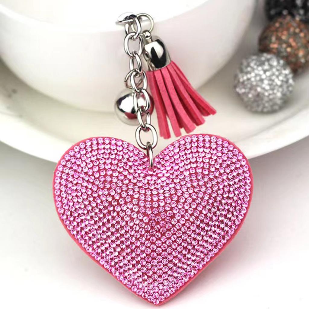 Rhinestone Heart Finger Keychain Bling Crystal Strap Pendant for Key Keychain Handbag Wallet Key Accessories Gift for Women