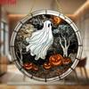 2D flat Halloween decoration - acrylic pendants (ghosts, jack-o-lanterns, full moon) - scary windows, door party decoration, holiday home decoration