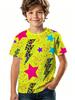 Pigment Pattern T-Shirt for Kids Colorful 3D Printed T-Shirts Summer Casual Streetwear Loose Tops Round Neck Short Sleeve Tees