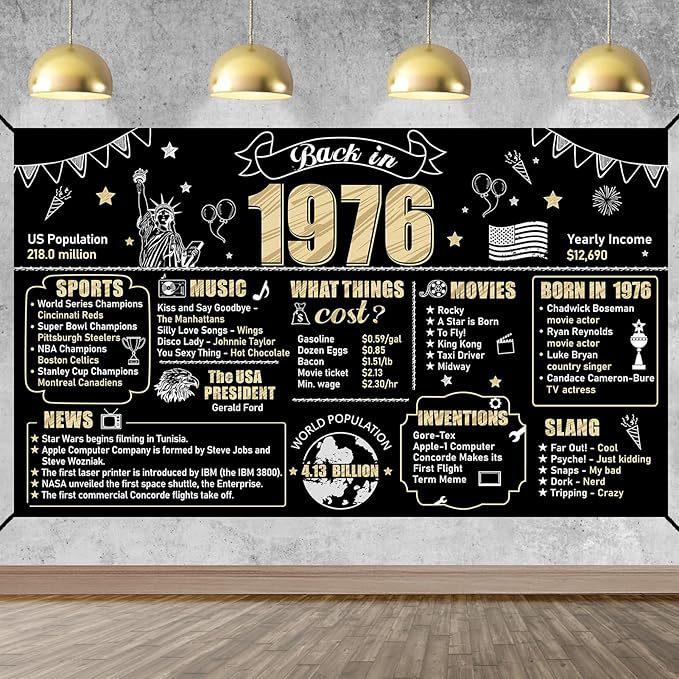 Gefeliciteerd met je 50ste Verjaardag Banner Achtergrond Zwart Goud Verjaardagsbanner Feestdecoratie Achtergrond Mannen en Vrouwen