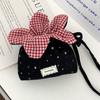Bundle Pocket Flower Drawstring Crossbody Bag Plaid Cute Canvas Shoulder Bag Korean Style Portable Sparkly Star Flower Bag