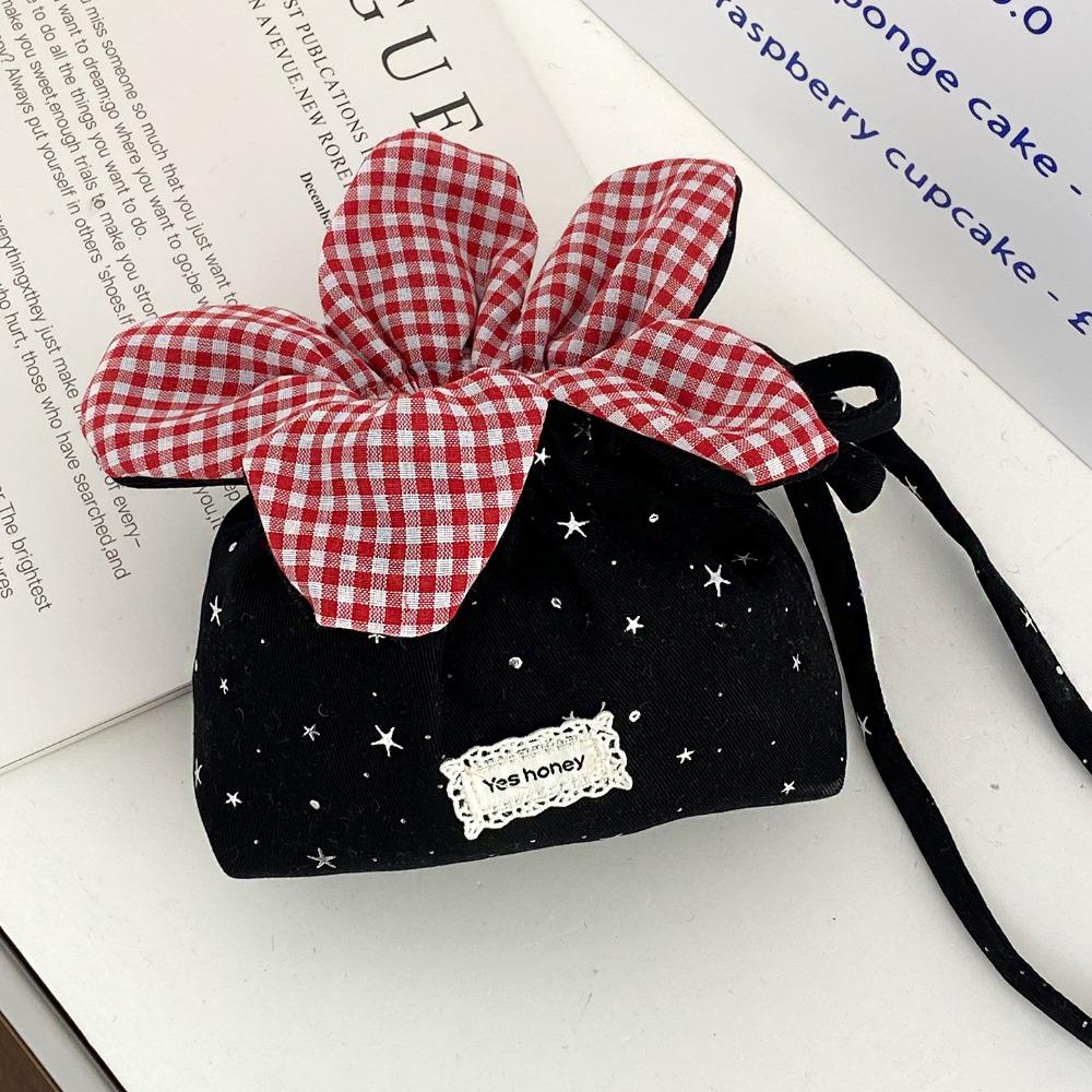

Korean Style Sparkly Star Flower Bag Plaid Flower Handbag Flower Drawstring Crossbody Bag Student чёрный