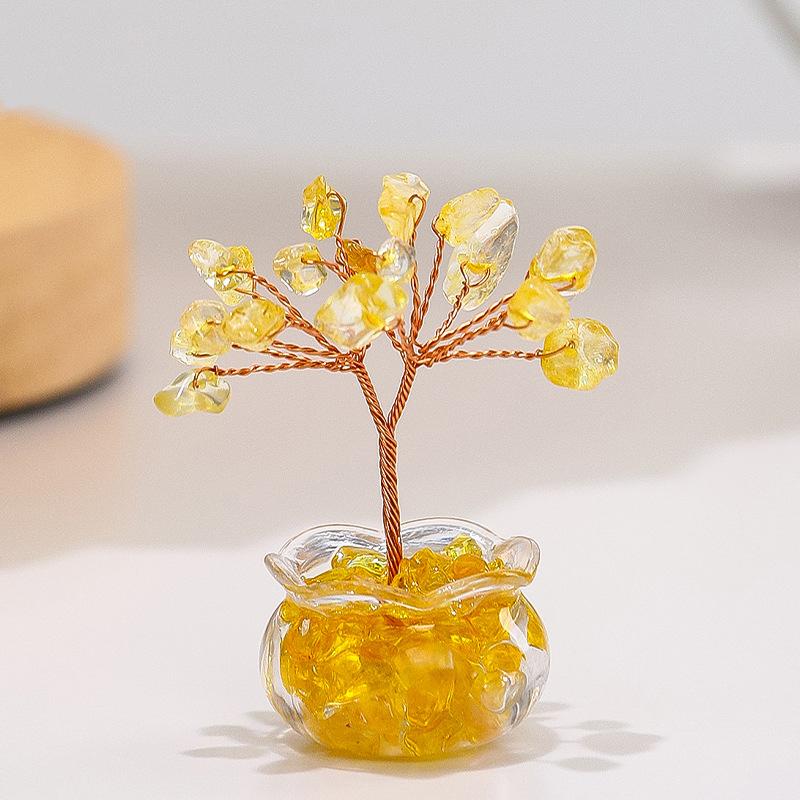 

Natural Yellow Money Tree Mini Ornament With Red Agate Office Desk Decor Cartoon Style Feng Shui Decoration жёлтый